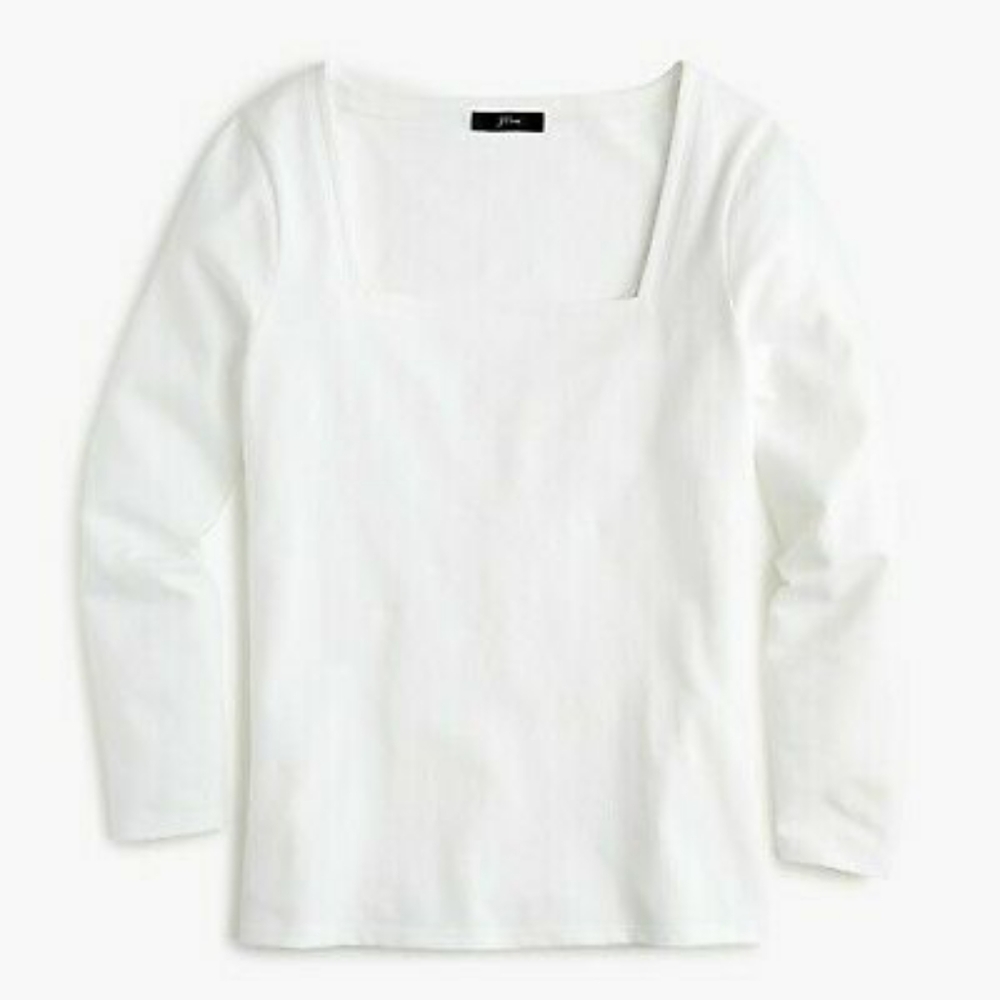NWT J Crew Square Neck T Shirt White